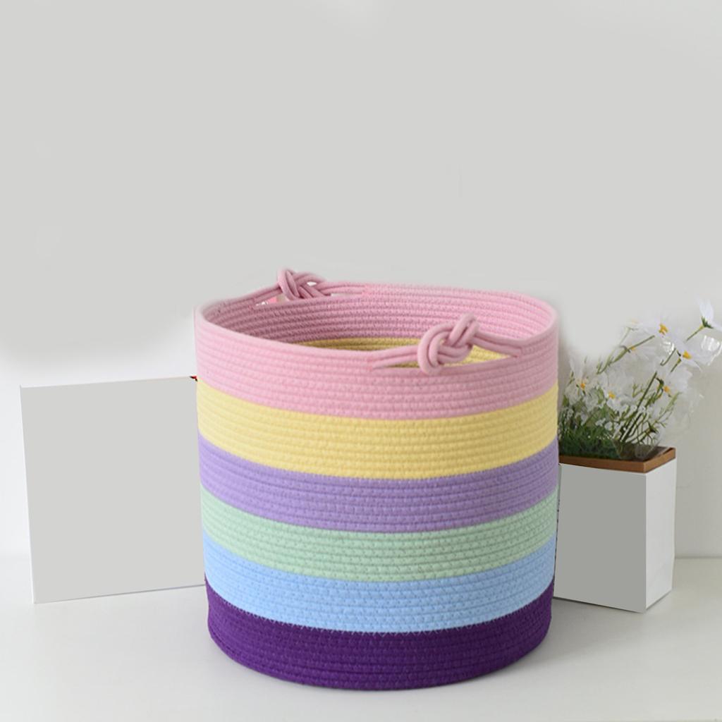 Цветная корзина для хранения из хлопковой веревки, корзины ручной работы, ящик для хранения, удобные корзины для хранения офисных принадлежностей