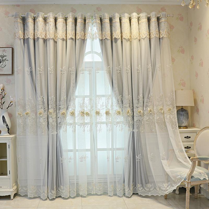 Fashion Modern Luxurious Jacquard Double Layer Blackout Window Curtains Thick Curtains Living Room Home Decor