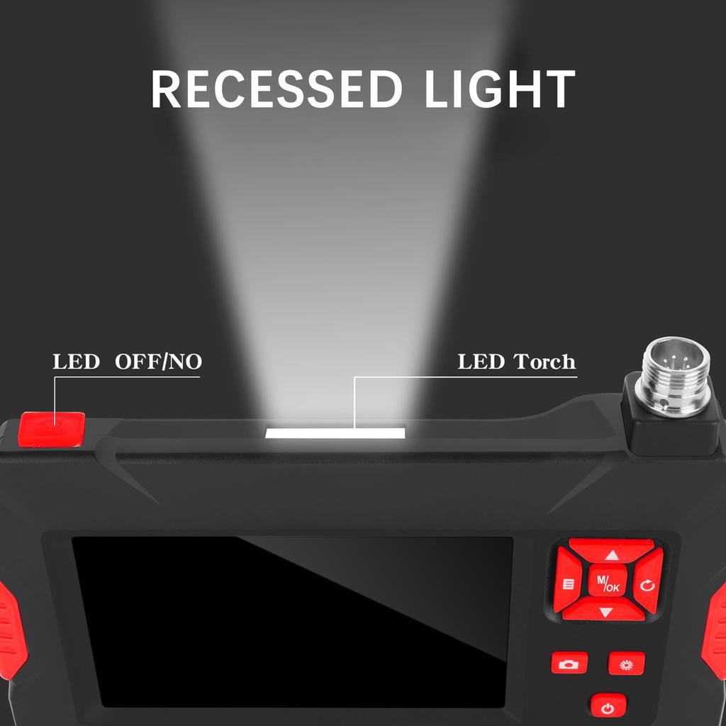 Industrial Endoscope with 8mm Automotive Inspection Camera Waterproof LED Light 4.3 Inch Screen