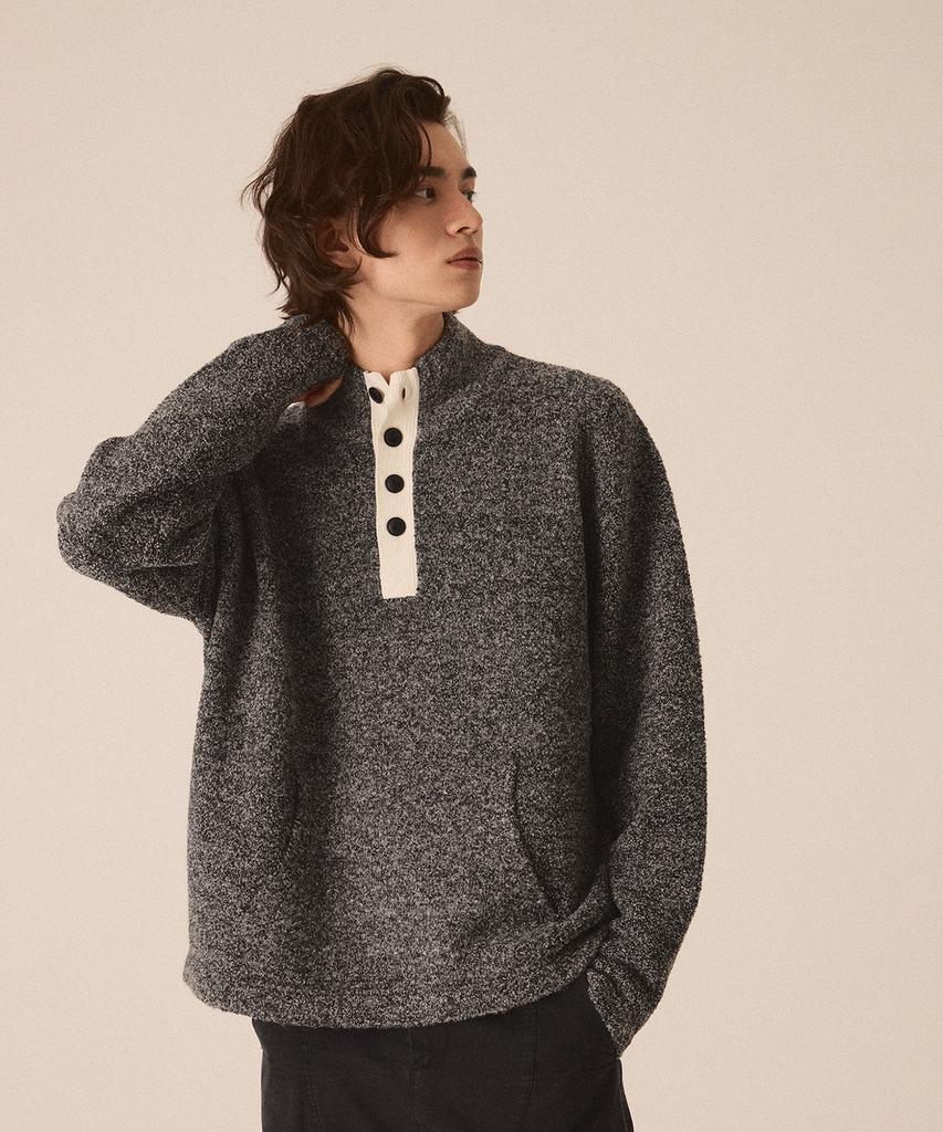 CUTZ Boucle Button Half-Neck Knit - 2 Colors