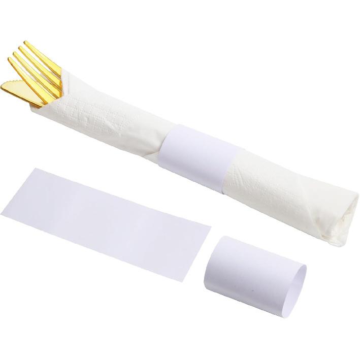 Gold Napkin Bands, Paper Napkin Rings Self Adhesive,Silverware Wraps Bands,Table Setup Wedding Event Party Supply,200 Pcs/Gold,NB-200-1Gold
