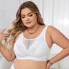 European and American Large Size Full Lace Underwear Mesh Full Cup Bra Non-detachable Shoulder Strap Underwear