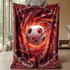 Soccer Ball in Flames 3 Theme blanket Lightweight Warm Flannel Blanket Decorative Throw Blanket for Home Decoration