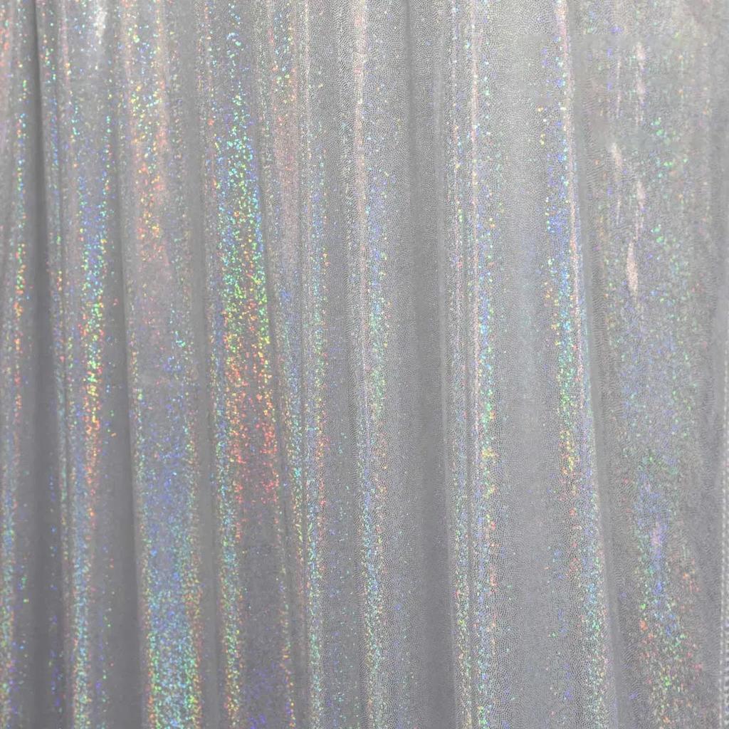 150cm Width Glitter Laser Polyester Fabric Iridescent Holographic Wedding Party Background Doll Clothing Decoration Material DIY