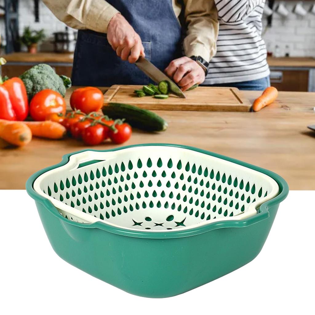 Кухонный дуршлаг, миска, двухслойная корзина для мытья овощей, утолщенный пластиковый сливной таз для кухни