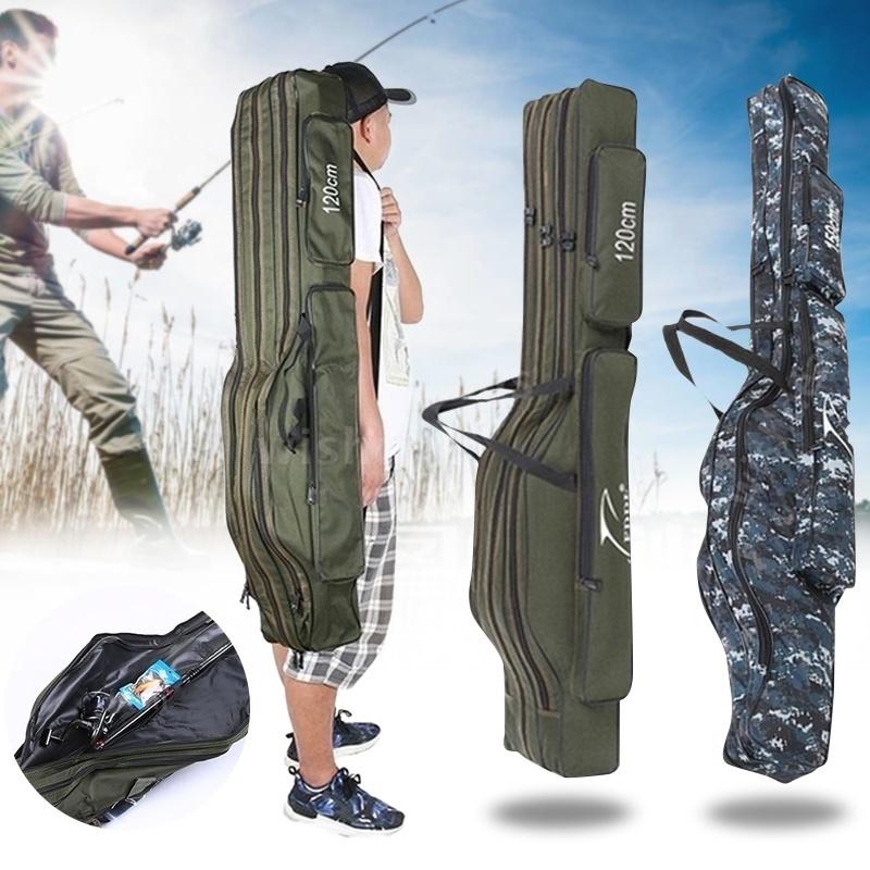 Outdoor Fishing Bag Portable Foldable Rod Reel Bag Pole Gear Tackle Tool Carry Case Carrier Travel Storage Camouflage Bags Organizer