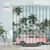 Summer Ocean Beach Camping Surf Shower Curtain Palm Trees Travel Bus Surfboard Pattern Polyester Fabric Bathroom Decor Hooks