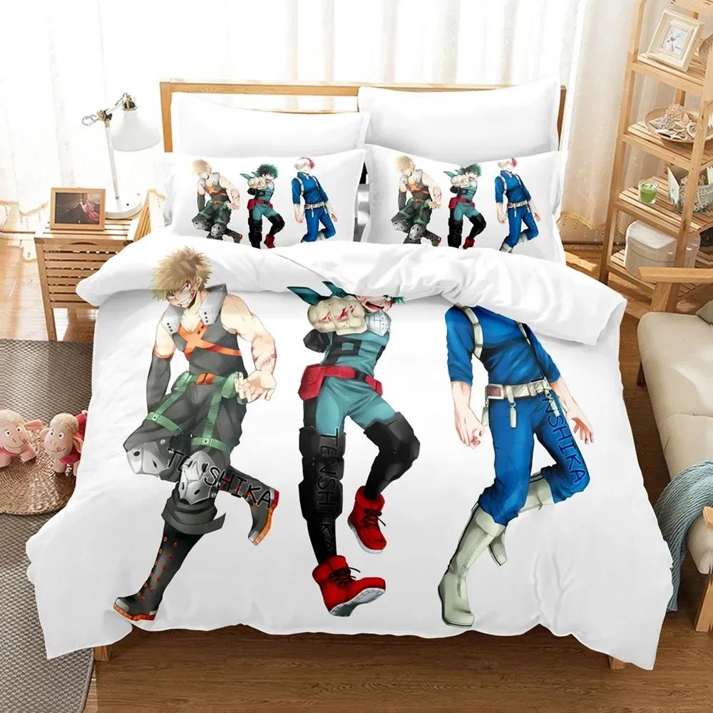 My Hero Academia Комплект Постельного Белья Япония Аниме Печатный Комплект Постельного Белья С Наволочкой Мягкое Покрывало Мягкое Односпальное Двуспальное Queen Super King-Size Размеры