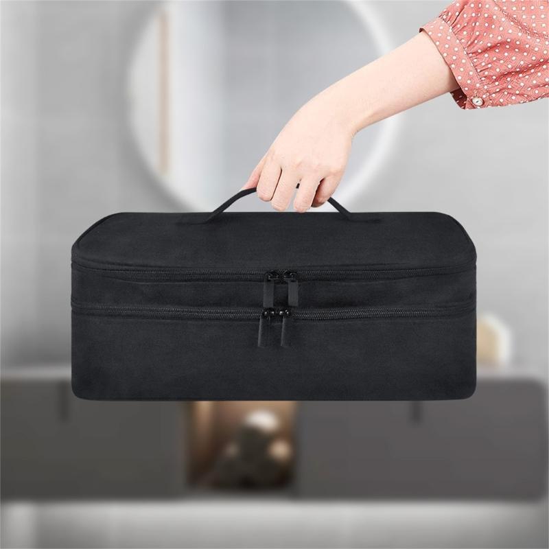 Double-layer Hair Dryer Carrying Case Portable Travel Storage Bag Universal Zipper Organizer Bag for Hair Curler Tools
