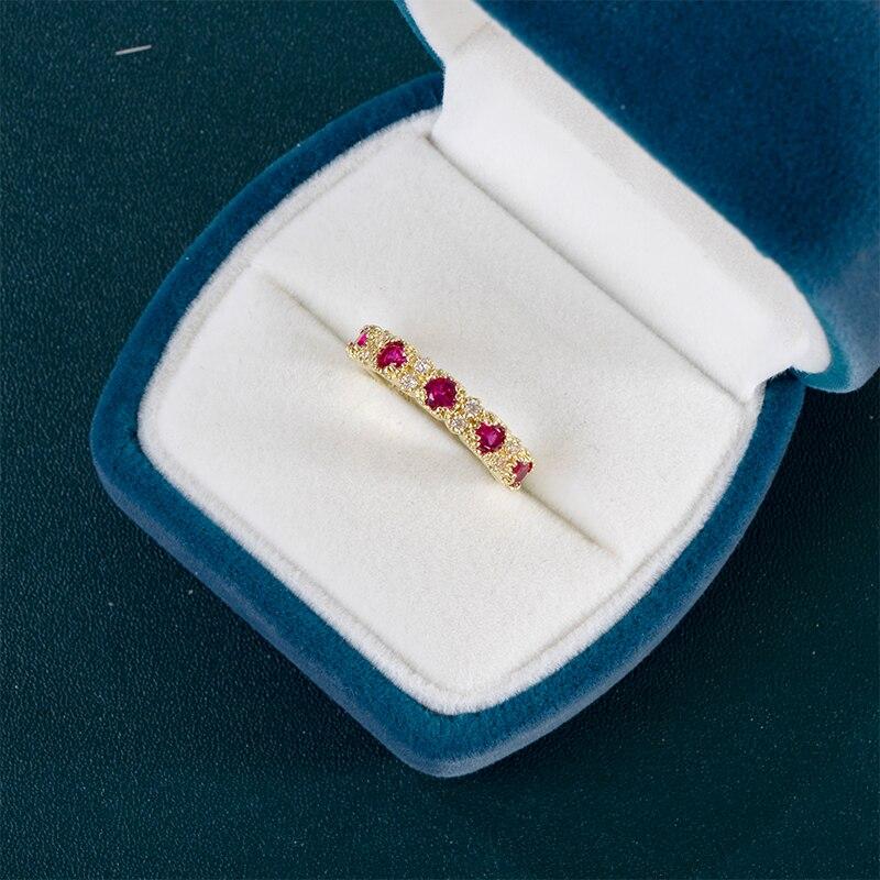 BELLA BOX Роскошные золотые кольца с инкрустацией розово-красного циркона, элегантные женские кольца для свадебной вечеринки, нежные модные украшения