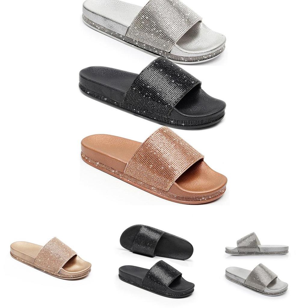 Design Slip On Diamante Sliders Slippers Sparkly Sandals Essex Shoe Size**