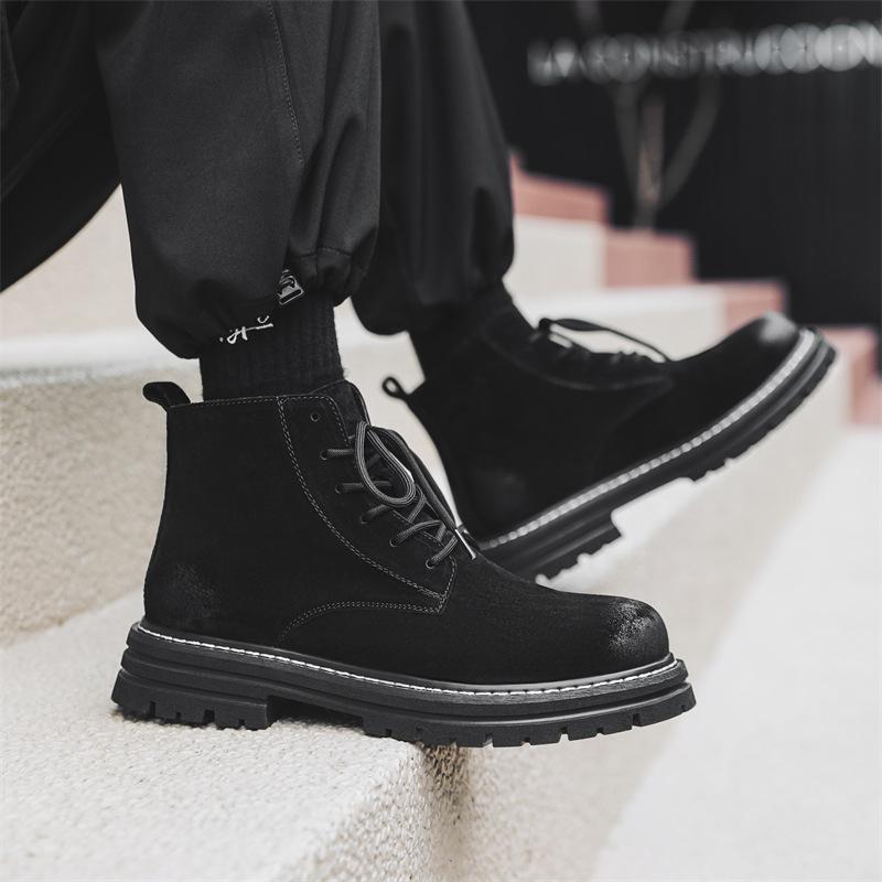 Мужские зимние бархатные ботинки Мартина на высокой платформе, в британском ретро-стиле, большие желтые ботинки, повседневные универсальные рабочие ботинки 6220-J