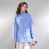 Новая женская полосатая рубашка в китайском стиле с воротником-стойкой