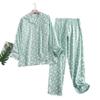 Cotton Flannel Women's Long Pants Pajamas Sets for Sleepwear Plaid Design Loose Autumn and Winter Long Sleeve Trouser Suits