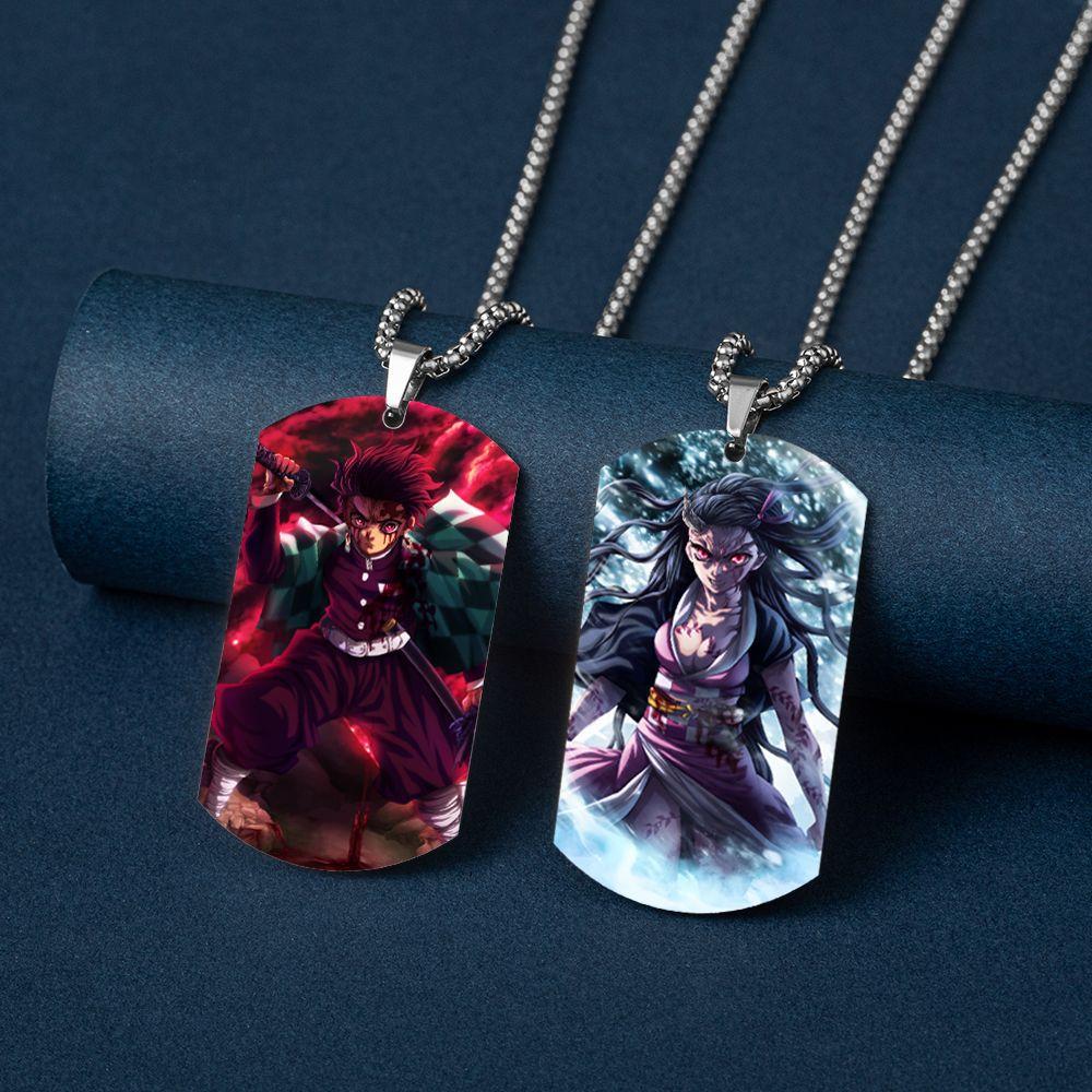 Tanjiro Nezuko Inosuke Zuhira Stainless Steel Color Printed Necklace Collection Holiday Gifts