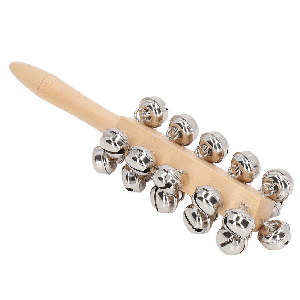 Wooden Rattles Sleigh Bell Stick Cognitive Training Clear Sound Birch Handle Bell Stick