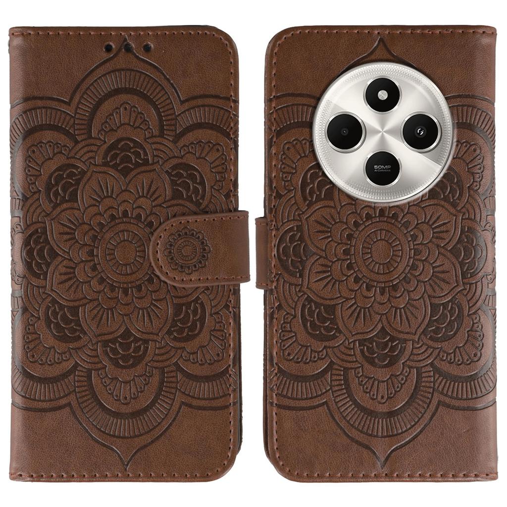 Phone Case For Xiaomi Poco C75 4G/Poco M7 5G/Redmi 14C 4G/14R 5G PU Leather Mandala Imprinted Design Wallet Cover