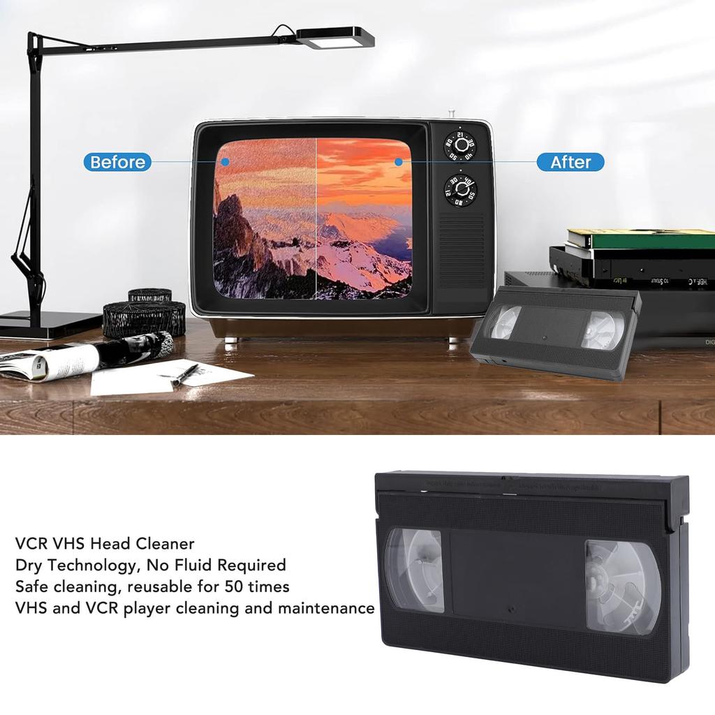 Очиститель головок видеомагнитофона VCR VHS Очиститель головок видеомагнитофона Многоразовый Инструмент для чистки головок видеоплеера Сухая технология Не требуется жидкость Очиститель головок VHS
