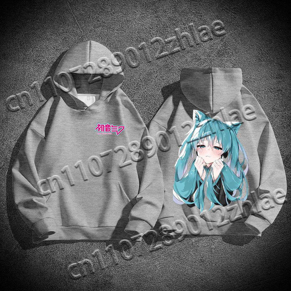 New Hatsune Miku Best Selling High Quality Flannelette Adult  Sweater Loose Comfortable Quick Drying Adult Hooded Sweater