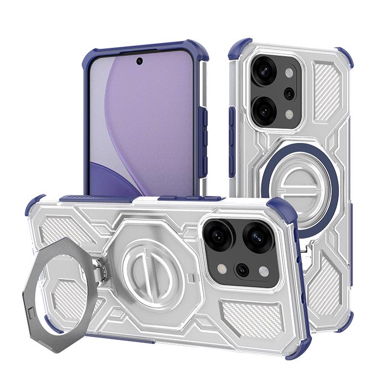 Прозрачный противоударный вращающийся чехол-подставка для телефона с магнитом для серии OPPO и Realme 15