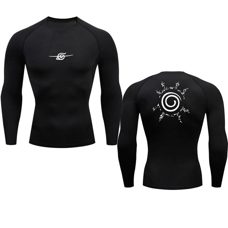 Camisas de compressão masculinas anime esporte secagem rápida ginásio tshirts fitness topos t verão outono masculino