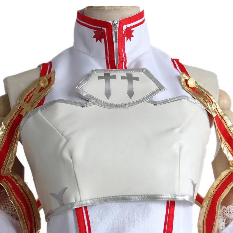 Sword Art Online женские костюмы Асуна для косплея, боевой топ, платье на груди с рукавами, юбка, пояс, парик, одежда