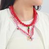 Стильное многослойное ожерелье из бисера с клубничным перцем, многорядная цепочка, изящная цепочка для ключицы, украшение на каждый день