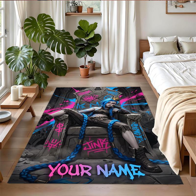 Crystal Velvet Rug Custom Name Text, Soft Non Slip Floor Mat Home DecorArcane