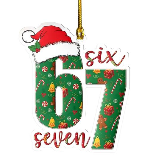 67 Funny Christmas Ornaments 2025 Handmade Santa Ornament Six Seven Meme Decoration Rearview Mirror Holiday Gift Decor