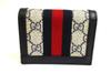 Authentic GUCCI GG Navy Blue Leather Beige Ophidia GG Canvas Bifold Wallet #a933  Refurbished