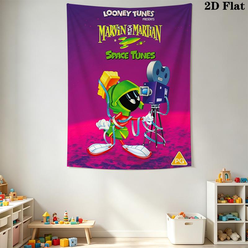 Marvin Martian 2D Flat Adventure Tapestry Background Cloth Fashion Print Wall Covering Decoration Home Decor Background Wall Hanging Cloth