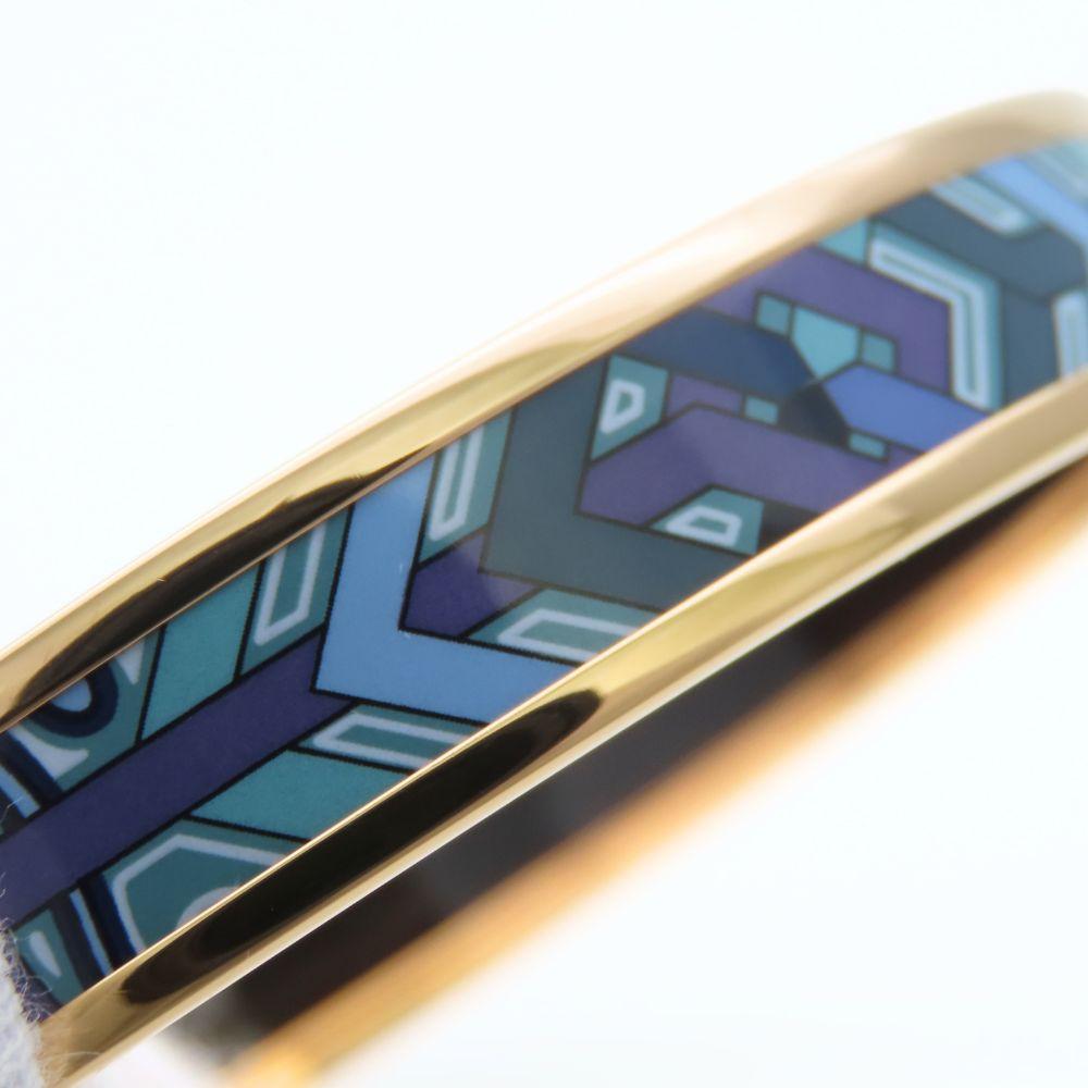 Used HERMES bracelet Emaille PM metal 22.2g blue purple Gold Plated