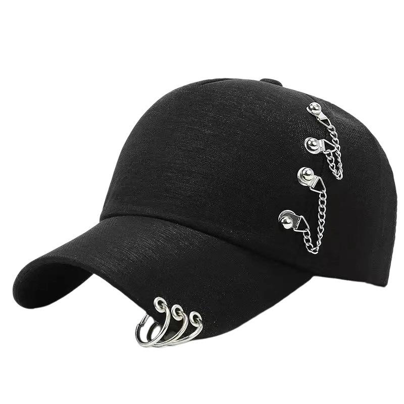 New European and American hip-hop style metal chain baseball cap, male and female couples street trendy brand personalized sunshade cap
