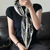 New high-end French flower print triangle scarf old money wind belt fashion headscarf women's imitation silk scarf