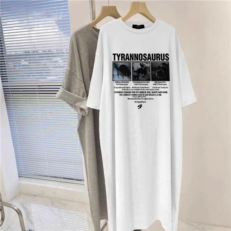 Новый летний топ для беременных, модный, из чистого хлопка, корейская версия, свободная футболка с короткими рукавами, юбка, платье средней и длинной длины