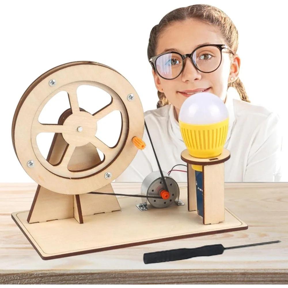 Забавный мини-генератор с ручным приводом DIY, набор для научных экспериментов, образовательная модель, игрушка для детей, подарок, игрушка-проект