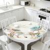 Водонепроницаемая круглая скатерть ПВХ маслостойкая скатерть с рисунком цветов и листьев лотоса протектор стола для обеда патио пикника вечеринки в помещении на открытом воздухе