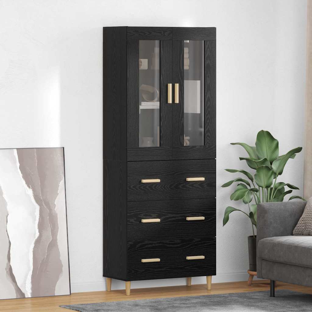 Highboard Black Oak Effect 69.5 x 34 x 180 cm