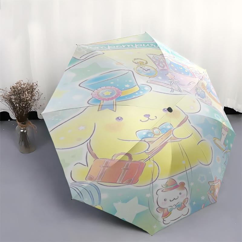 1pc Pomkompurin Automatic Opening/Closing Umbrella with Portable Tri-Fold Design, 8-Bone Iron Frame, Outdoor Use, Festival Gift Suitable for Fans, Tra