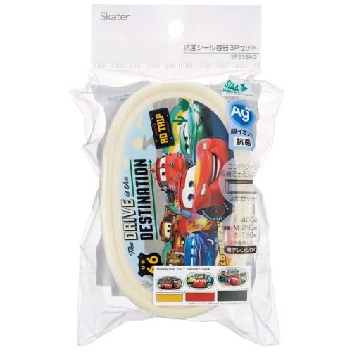 Skater Lunch Box Seal Container Storage Container Made in Japan (Large 400ml Medium 280ml Small 180ml) Set of 3 Ag+ Antibacterial Disney Cars 24 Boys