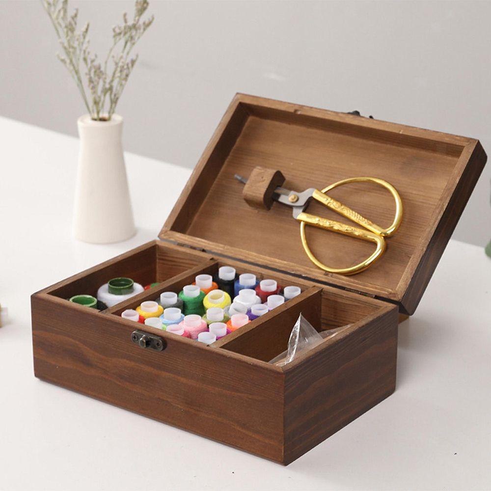 Accessories Basket Empty Wooden Box Sewing Storage Case Needle Thread Storage Case Sewing Kit Box