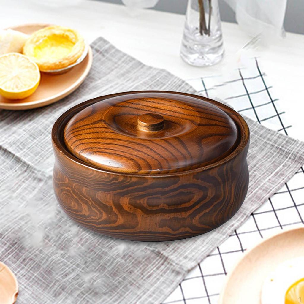 Деревянная с крышками для хранения суповых хлопьев, твердая миска для сервировки