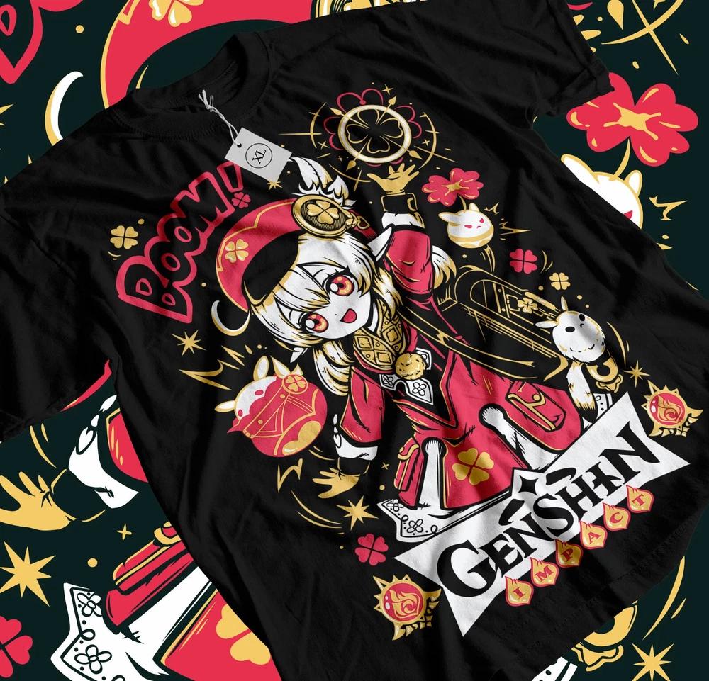 Anime Genshin Impact Klee Graphic Black TShirt Size S4XL
