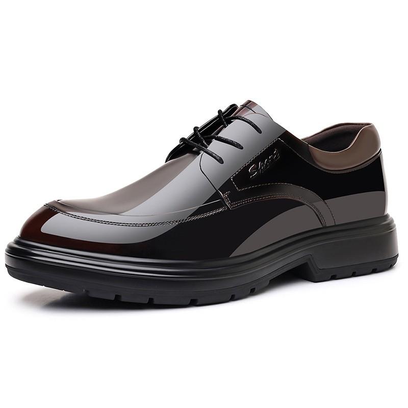 Mens Genuine Leather Dress Shoes Round Toe Comfortable Soft Sole Business Formal Wedding