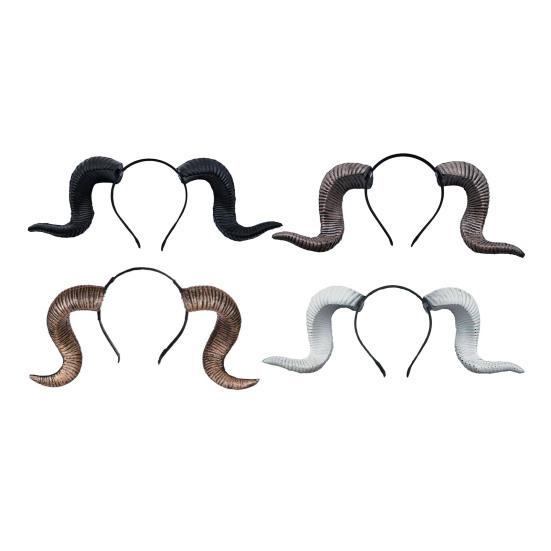 Goat Horn Headband Gothic Devil Horns Hair Hoop Halloween Dress Up Hair Accessories for Halloween Party Cosplay Events