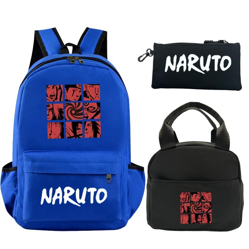 3 шт./компл. рюкзак аниме Наруто с принтом книжная сумка с сумкой для обеда пенал подростковый детский школьный рюкзак для девочек и мальчиков