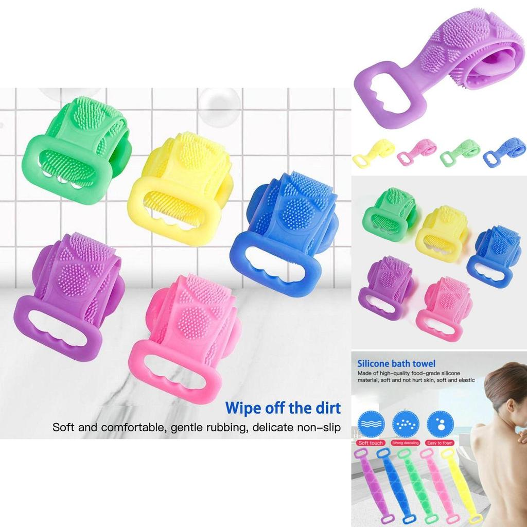 Luxurious Double Sided Back Scrubber Silicone Bath Shower Body Brush With Handle Strap