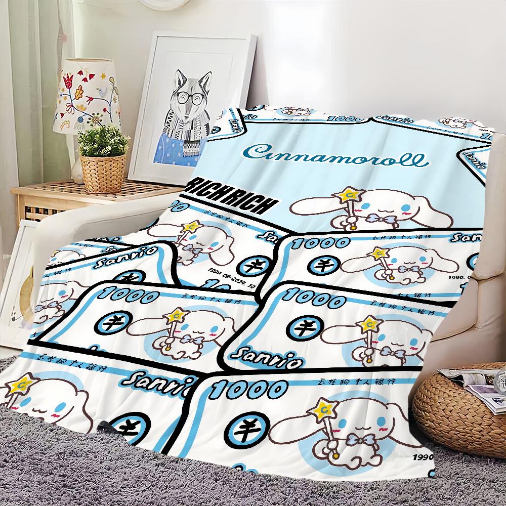 Cute cartoon C-Cinnamoroll Blanket For Soft Throw Blanket for Picnic Bed Sofa Home Bedroom Cozy Warm Comfortable