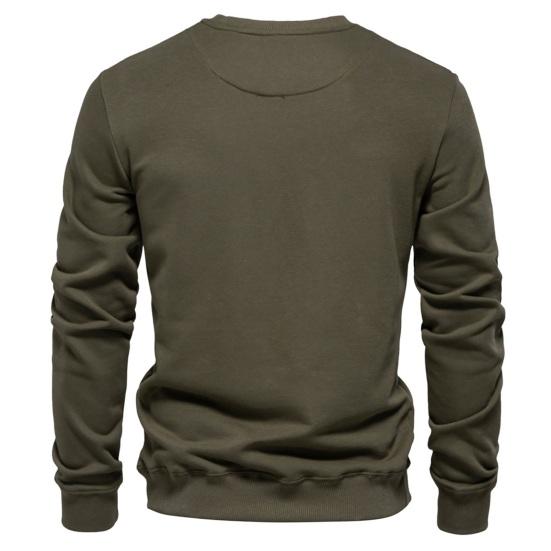 Fall Winter Men Top Loose O Neck Long Sleeves Pure Color Warm Pullover Mid