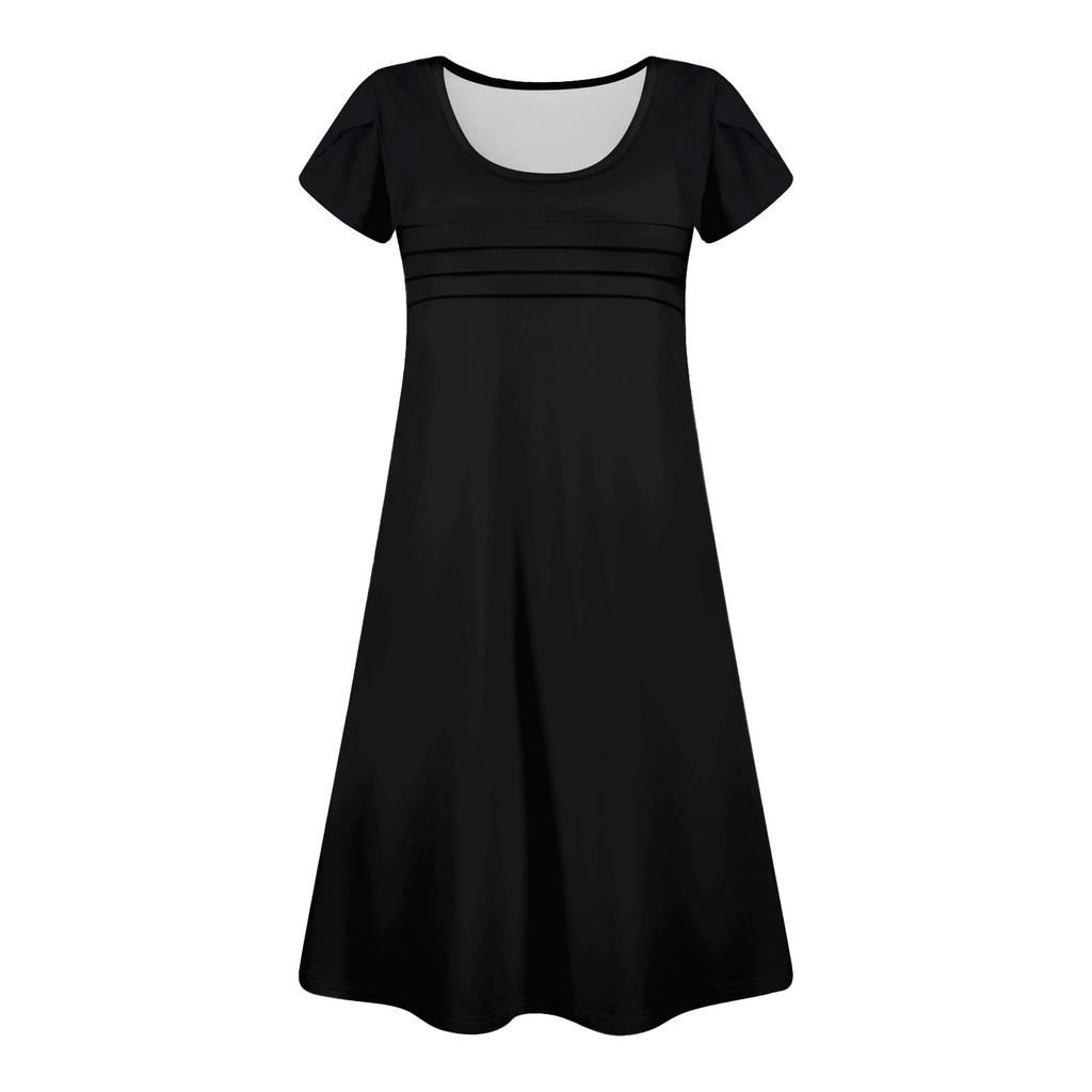 Женские летние повседневные лепестковые узкие полосатые плиссированные однотонные платья